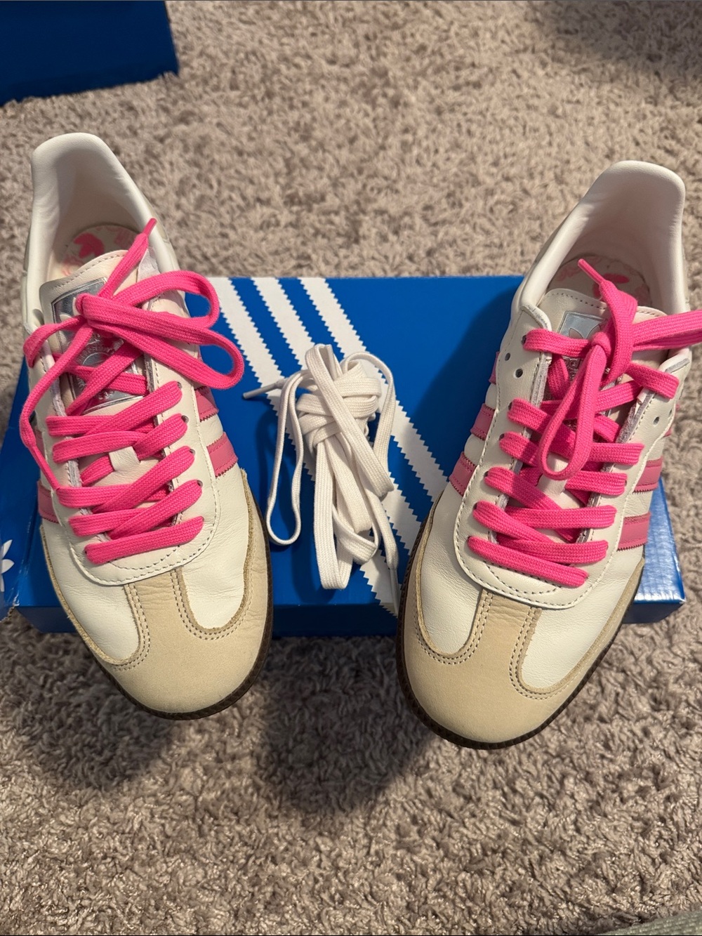 adidas Women’s Retro Sneakers in White and Hot Pink